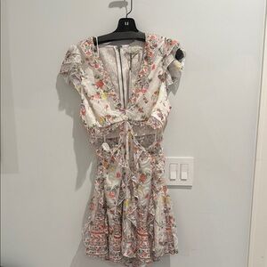 Alice + Olivia Pink Ruffled Tie Front Sundress